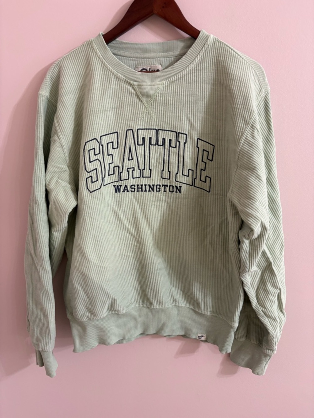 Blue 84 Seattle Washington Corded Crewneck - Light Sage Green